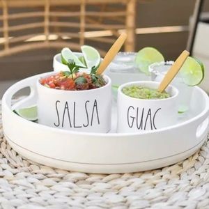 ✨HOST PICK!!✨🌸 RAE DUNN ARTISAN GUAC + SALSA SET WITH 2 BAMBOO SPOONS 🌸